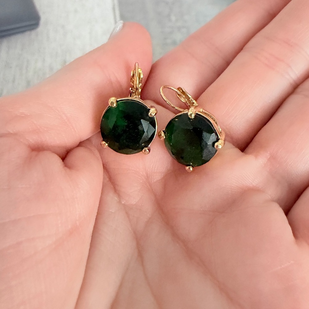 Kate Spade Green and Gold Round Earrings